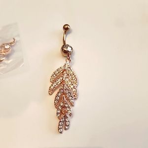 CRYSTAL / 14 G SURGICAL Steel Sparkle Dangle Belly button fing